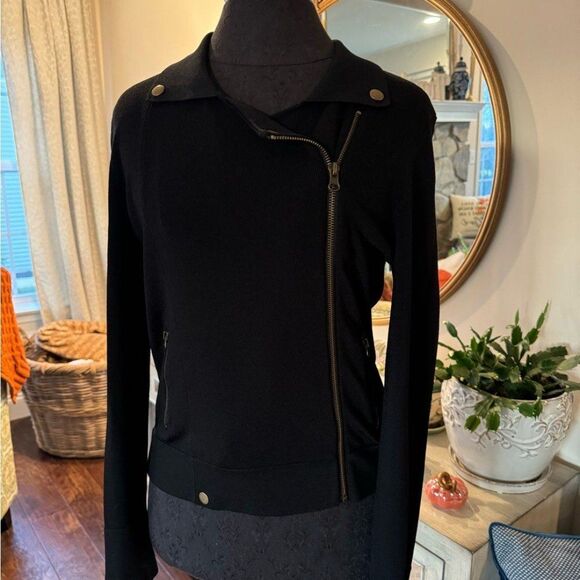 Cable and Gauge Black Asymmetrical Zip Jacket - Picture 1 of 5